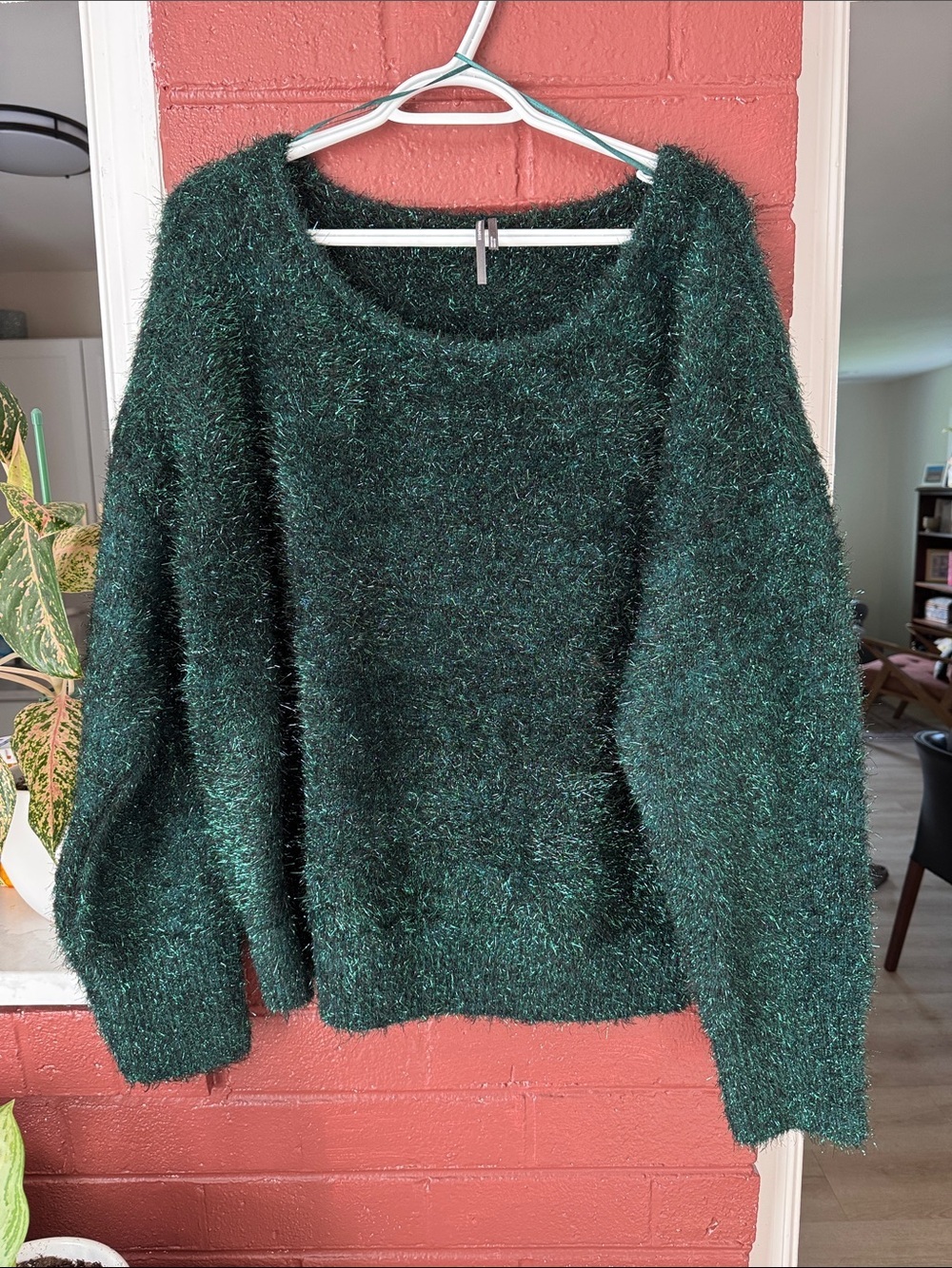 Anthropologie Tinsel Green Long Sleeve Boat Neck Sweater Large